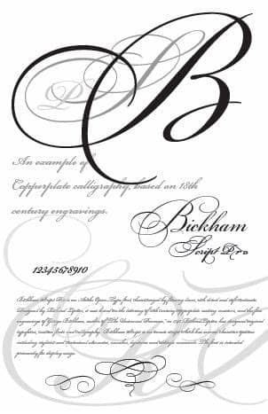 This font belongs to the following categories: Bickham Script - yup, that same Bickham Script on your ...