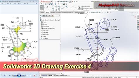 Solidworks 2d Drawing Practice Tutorial Basic Exercise 4 Youtube