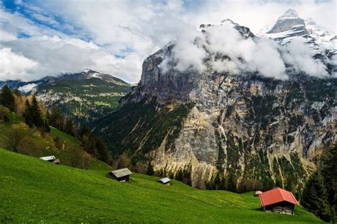 Farms In The Swiss Alps Murren Switzerland Enjoy This P Flickr