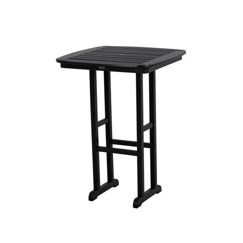 Polywood Nautical Black 31 In Plastic Outdoor Patio Bar Table Ncbt31bl