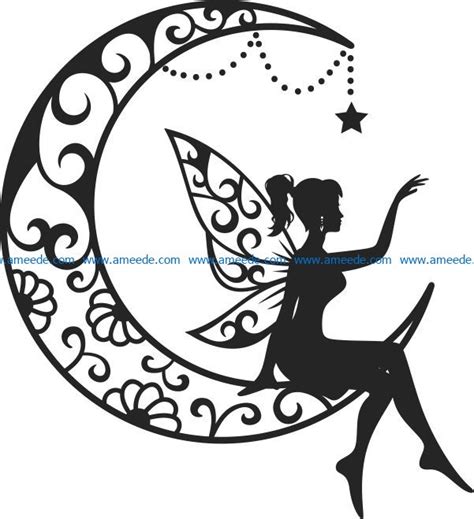 Fairy On Moon Drawing Beautiful Moon Beautiful Fairies Anime Moon