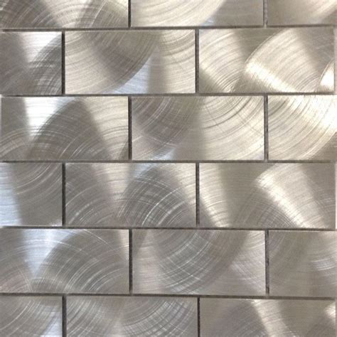 Splashback Tile Urban Silver Aluminum Mosaic Tile 3 In X 6 In Tile