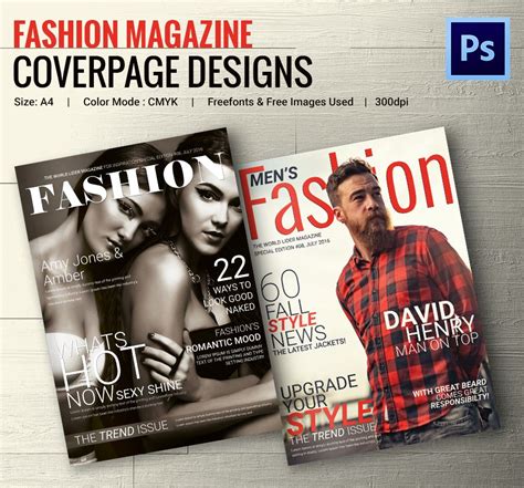 Fashion Magazine Cover Psd Template Layout Template Print Templates