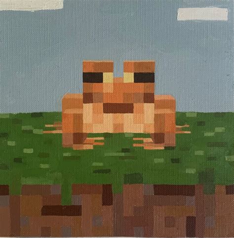Oil Painted Minecraft Frog Simple Canvas Paintings Canvas Painting