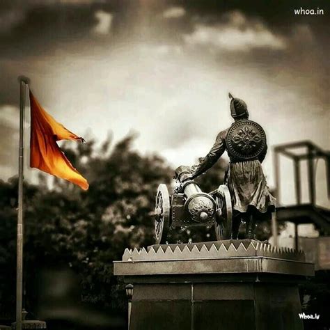 Maratha King Chatrapati Shivaji Maharaj With His Flag Ganesh Wallpaper