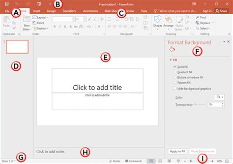 Interface Powerpoint 2016 For Windows