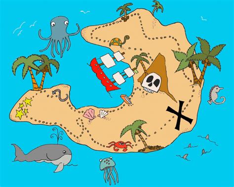 Treasure Island Map Kids Coloring Page Stock Photo Picture And