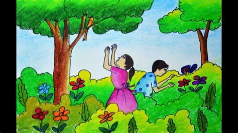 Cartoon pics of spring season | bestpicture1.org. How to draw scenery of Spring Season very easy, Spring ...
