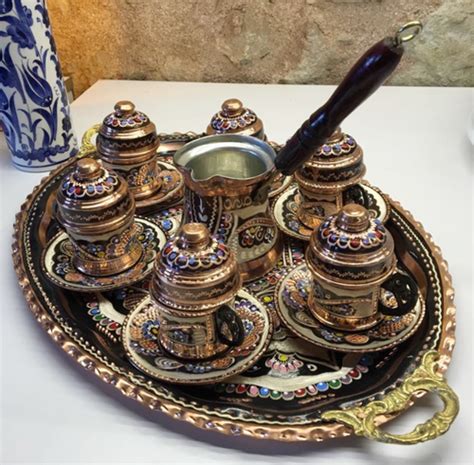 Turkish Coffee Set For Six Erzincan Style Grandbazaar Shopping