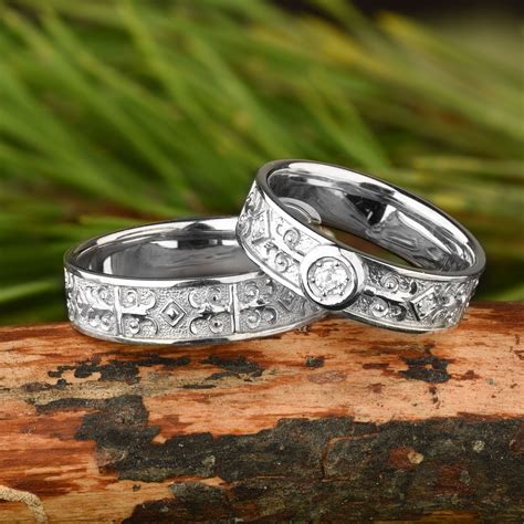 Celtic Wedding Ring Set His And Hers Unique Wedding Band Set Etsy