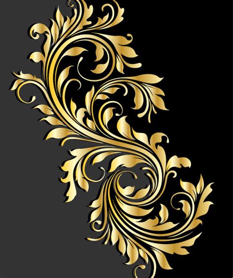 Glossy Golden Floral Ornaments Vector Background 05 Vector Background