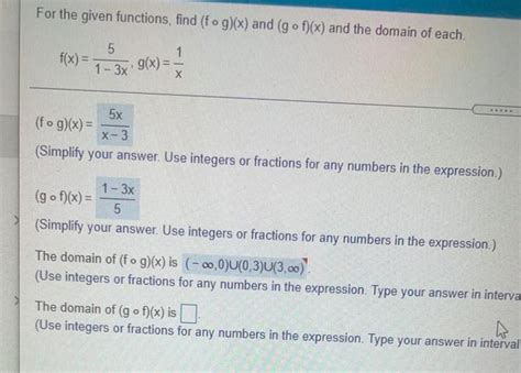 For The Given Functions Find Fog X And Gof X And Math