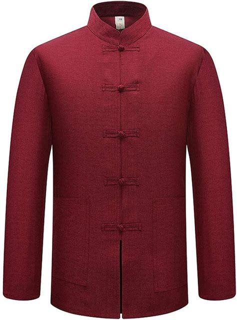 Middle Aged Men Chinese Clothing Traditional Tang Suit Long Sleeved