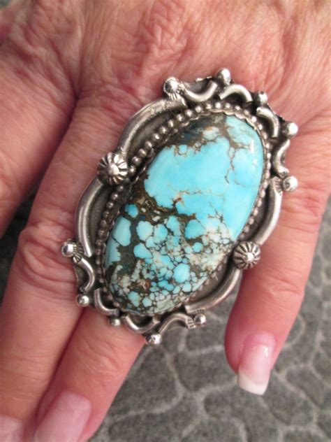 Gorgeous Vintage Genuine Turquoise Ring Native American Made