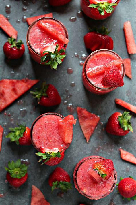 Boozy Strawberry Watermelon Slushies