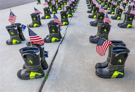 343 Boots Displayed At Southport Fire Station In Remembrance Of 911