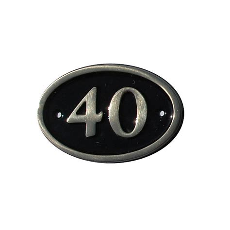 The House Nameplate Company Polished Black Brass Oval House Number 40