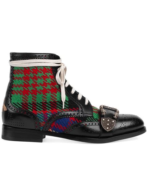 Gucci Tartan Queercore Brogue Boot In Black Modesens Brogue Boots