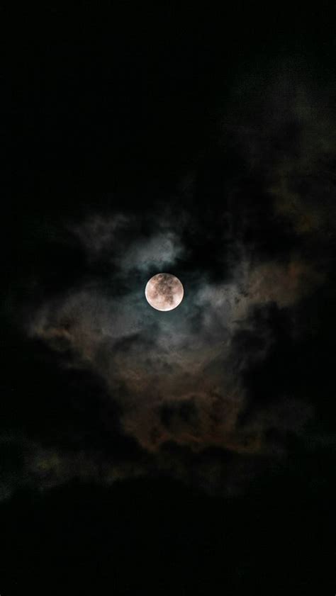 Moon Covered With Clouds At Nighttime Iphone Wallpapers Free Download