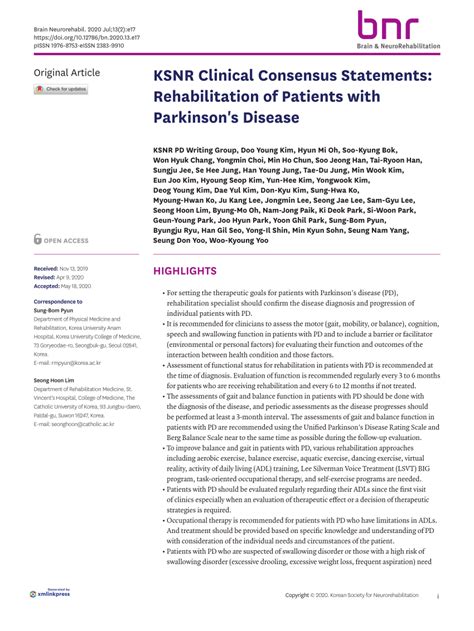 Pdf Ksnr Clinical Consensus Statements Rehabilitation Of Patients