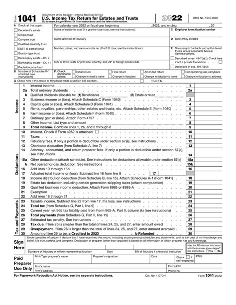 Form 1041 Us Income Tax Return For Estates And Trusts
