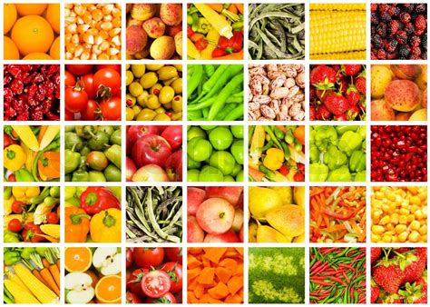 Collage Of Many Fruits And Vegetables Stock Image Colourbox