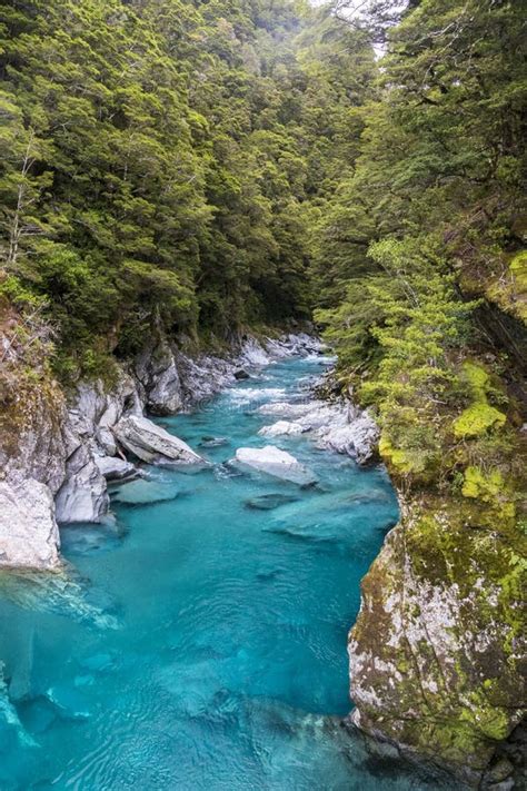 Blue Pools At Wanaka River In New Zealand Stock Photo Image Of