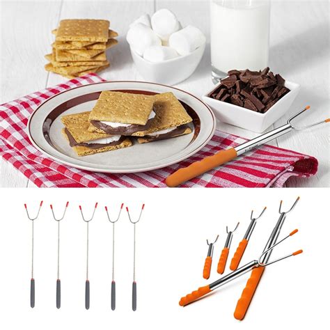 5pcsset Telescopic Camping Forks Stainless Steel Forks With Insulated