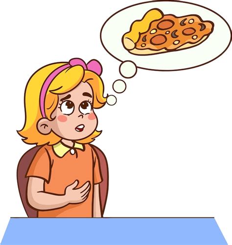 Premium Vector Hungry Girl Wants To Eat Pizza Vector Illustration