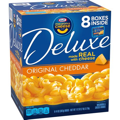 Kraft Deluxe Original Cheddar Mac And Cheese Dinner 8 Ct 140 Oz Box