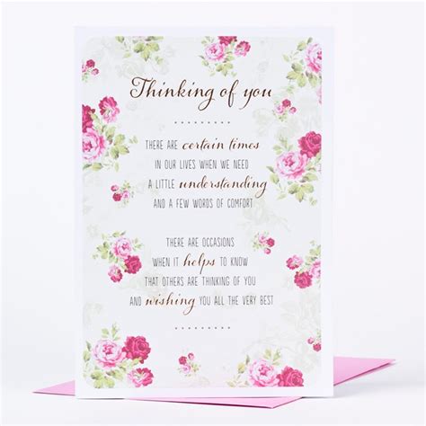 Christian thinking of you cards can help someone in a time of need, or serve as a gesture of kindness to remind the recipient that they are loved. Sympathy Card - Thinking Of You Floral - 89p