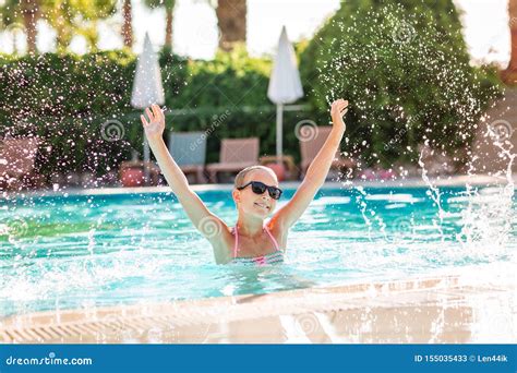 Happy Beautiful Girl Having Fun At The Pool Stock Image Image Of Beautiful Summer 155035433