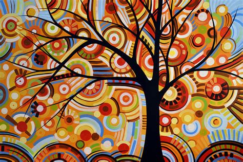 Abstract Modern Tree Landscape Thoughts Of Autumn By Amy Giacomelli