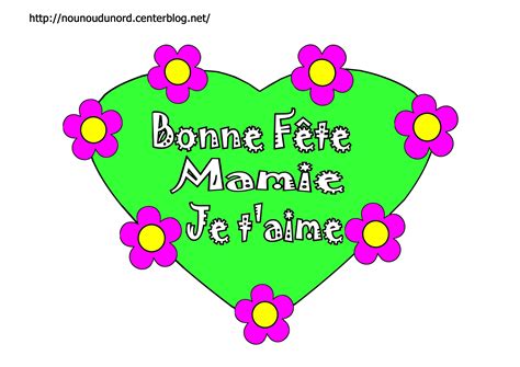 Coeur bonne fête mamie, coloriage et en coleur