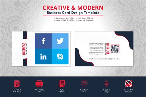 Business Card Design With Social Media Graphic By Ray Studio · Creative