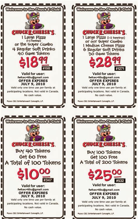 Chuck E Cheese Coupon Printable