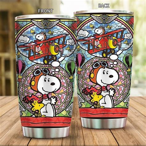 Cartoon Character Snoopy Flying Stainless Steel Tumbler Emprintstop