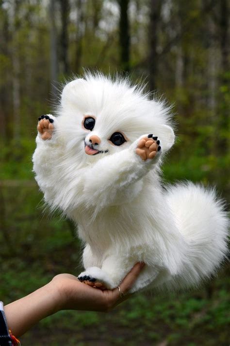 White Pomeranian Puppy Dog Fantasy Creatures And Pets Toys From Etsy In