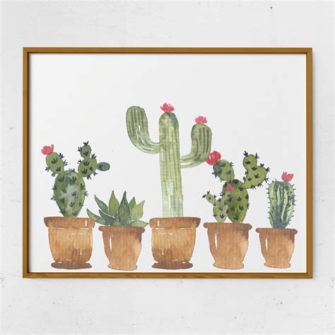 Cactus Wall Art Cactus Print Cactus Decor Kitchen Decor Etsy Cactus