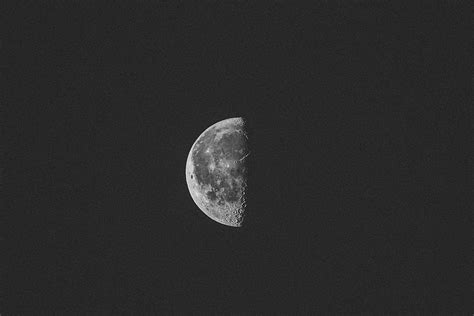 Monochrome Half Moon Night Hd Wallpaper Pxfuel