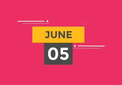June 5 Calendar Reminder 5th June Daily Calendar Icon Template