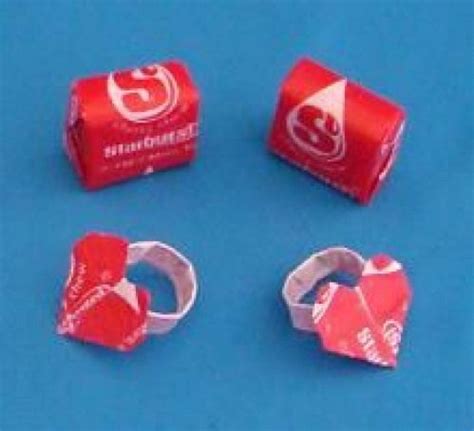 Touch device users, explore by touch. Make an origami heart ring from a candy wrapper. ( other ...