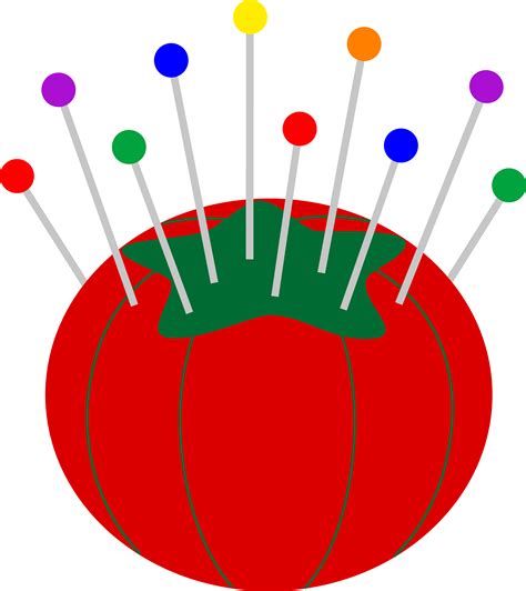 Free Clip Art Of A Cute Red Pin Cushion With Colorful Pins Sewing