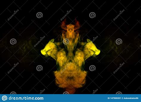 Abstract Image Of Smoke Of Different Green Yellow Orange