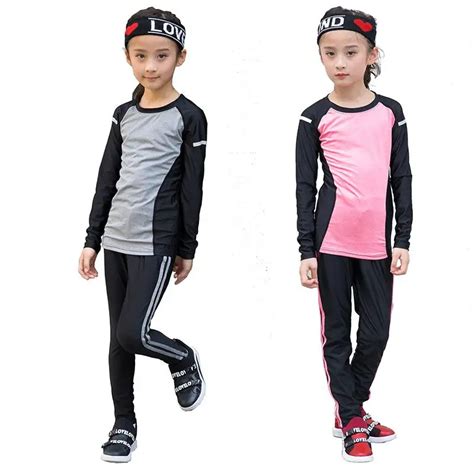 Kids Fitness Tights Running Set Girls Dances Gym Sportswear Long Sleeve