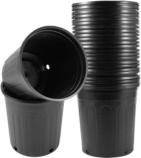ZEONHAK 25 Pack 1 Gallon Flexible Plant Nursery Pots, Black Plastic