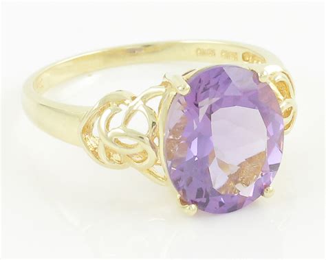 Vintage K Oval Amethyst Ring Yellow Gold Eternity Knot Mounting