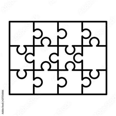 12 White Puzzles Pieces Arranged In A Rectangle Shape Jigsaw Puzzle