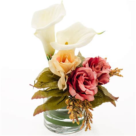 Real Touch White Calla Lily Arrangement Roses Arrangement With