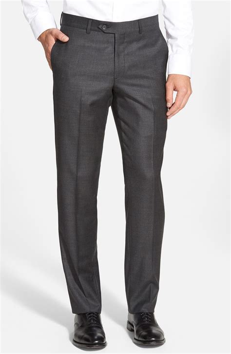 Nordstrom Mens Shop Flat Front Solid Wool Trousers Nordstrom